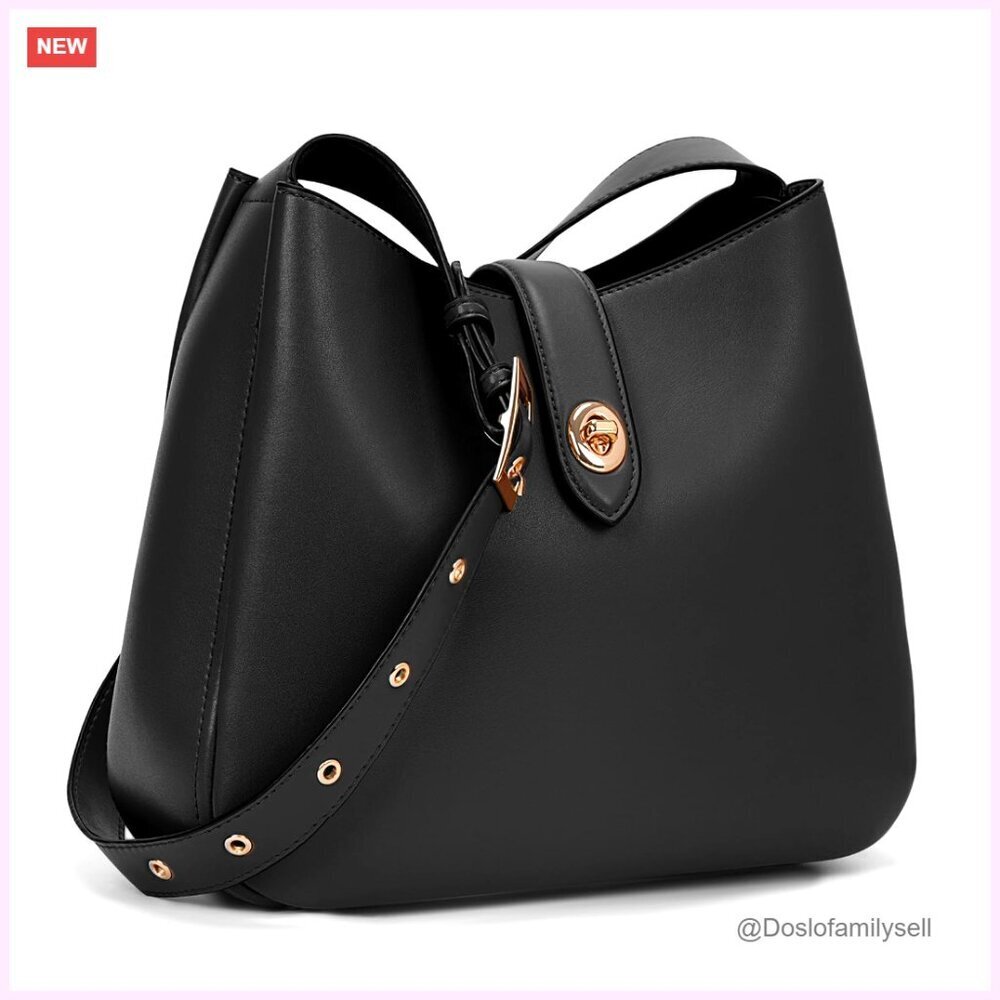 Vintage Hobo Bucket Bag Faux Leather Adjustable Strap Shoulder Tote Purse